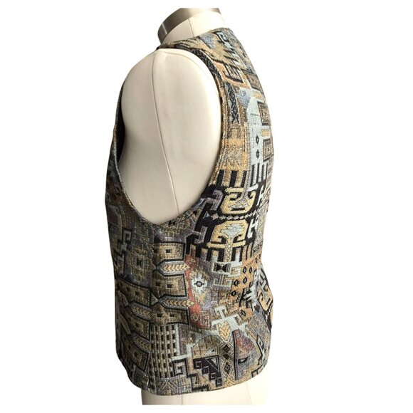 Vintage BOI Collection Womans Tapestry Vest Geometric Patterns Size M HS245 - Picture 7 of 7